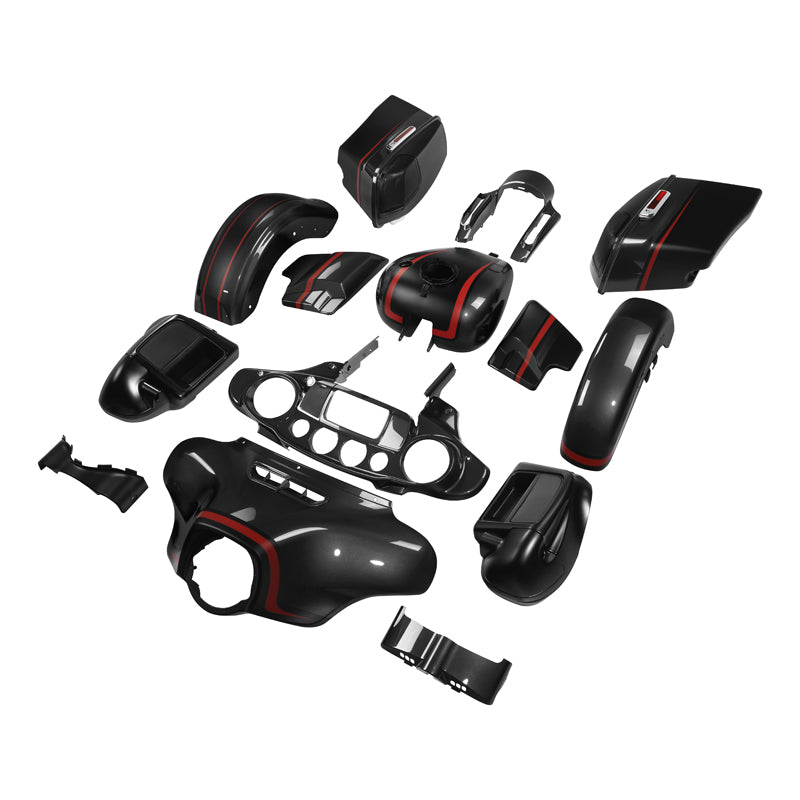 HR3 Dark Alloy / Black Denim Complete Body Fairing Kit For Harley CVO Street Glide FLHXSE 14-23