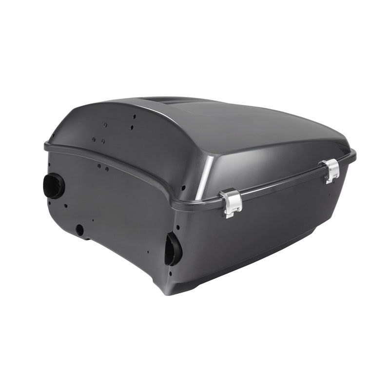 HR3 Gauntlet Gray Metallic King Size Touring Trunk Luggage with Speaker Cut Outs For 14-24 Harley Touring