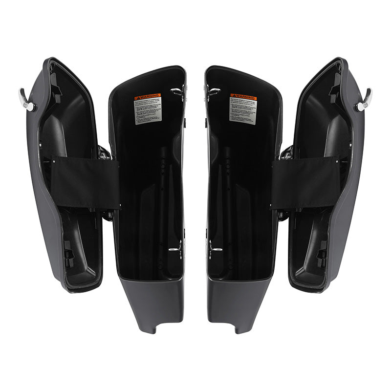 HR3 Gauntlet Gray Metallic 5" Stretched Extended Saddlebags For Harley Touring 2014-2022