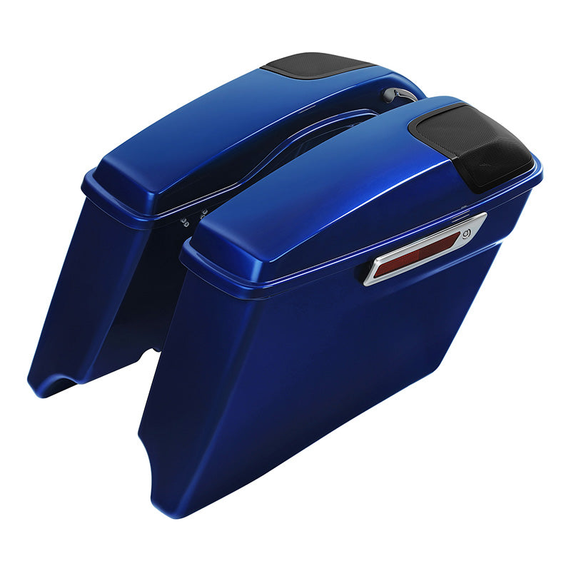 HR3 Superior Blue CVO Stretched Saddlebags with Speaker Lids For 14-23 Harley Touring