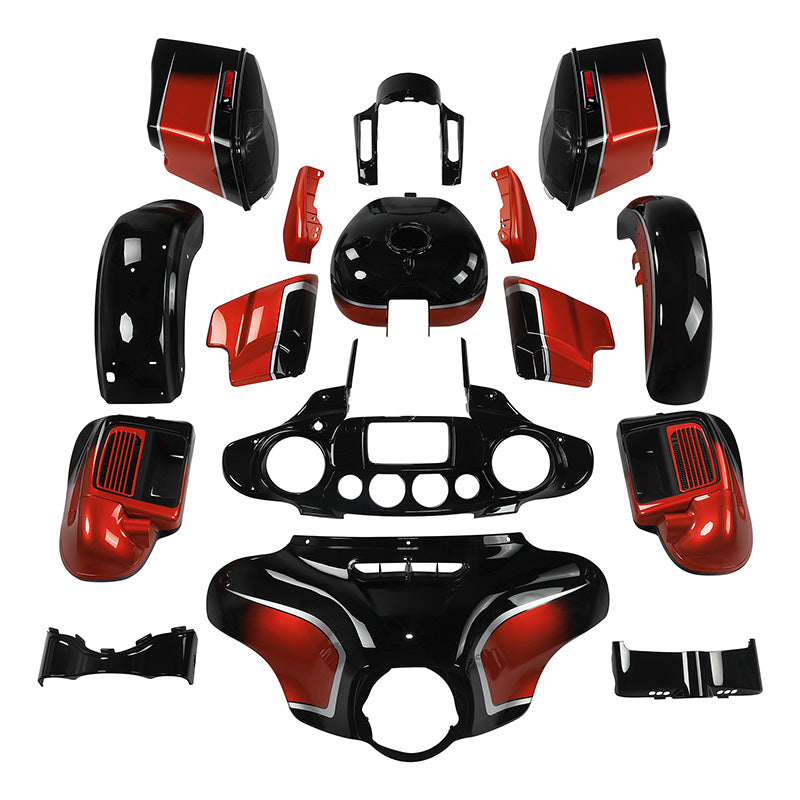 HR3 Sunset Orange / Sunset Black Fade Complete Body Fairing Kit For Harley CVO Street Glide FLHXSE 14-23