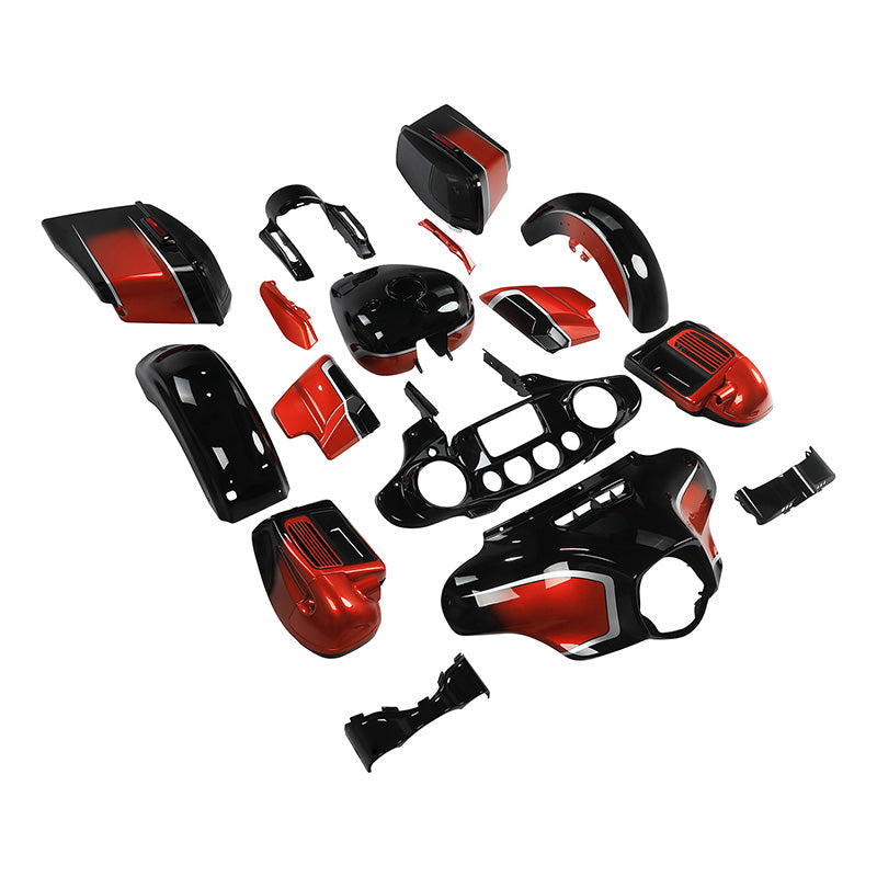 HR3 Sunset Orange/Sunset Black Fade Complete Body Fairing Kit For Harley CVO Street Glide FLHXSE 2014-2023 [Pre-Order]
