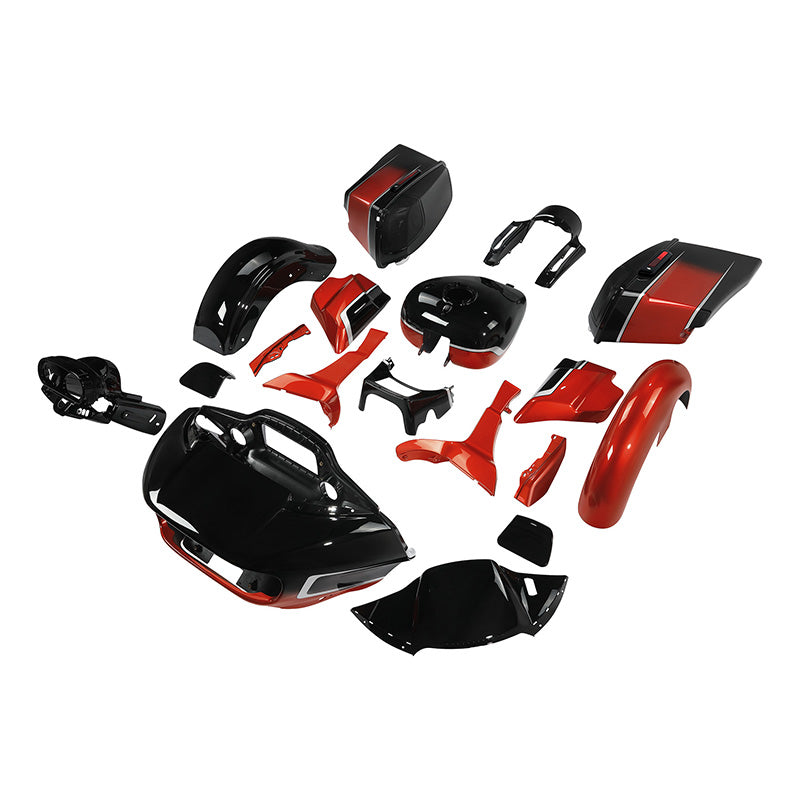 HR3 Sunset Orange / Sunset Black Fade Complete Body Fairing Kit For Harley CVO Road Glide FLTRXSE 15-23