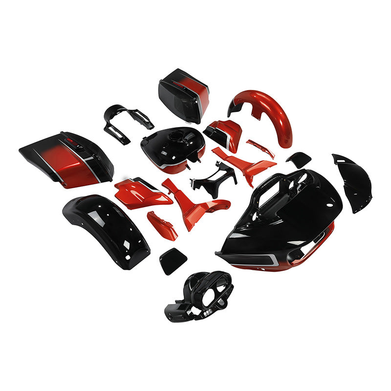 HR3 Sunset Orange / Sunset Black Fade Complete Body Fairing Kit For Harley CVO Road Glide FLTRXSE 15-23