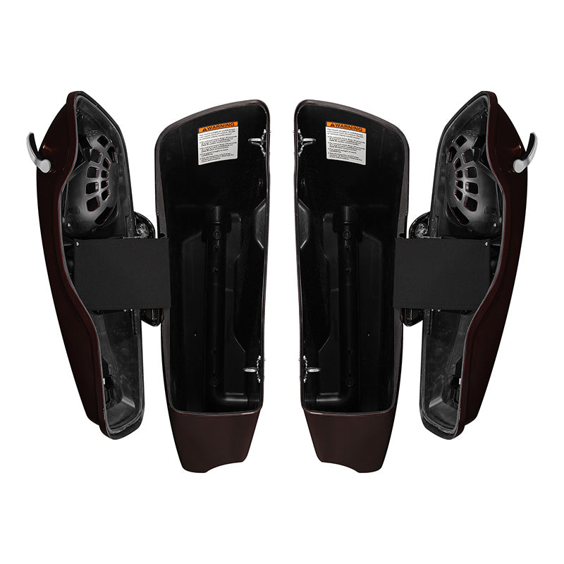 HR3 Midnight Crimson CVO Stretched Saddlebags with Speaker Lids For 14-23 Harley Touring
