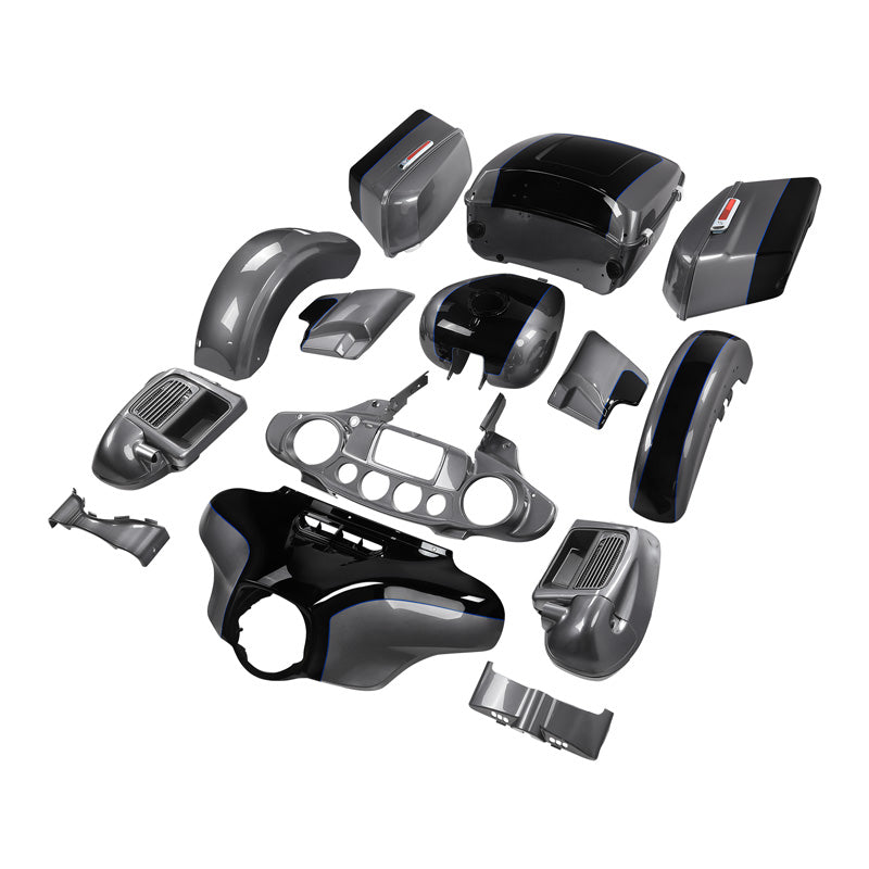 HR3 Gauntlet Gray Metallic / Vivid Black Complete Body Fairing Kit For Harley Ultra Limited FLHTK 14-23