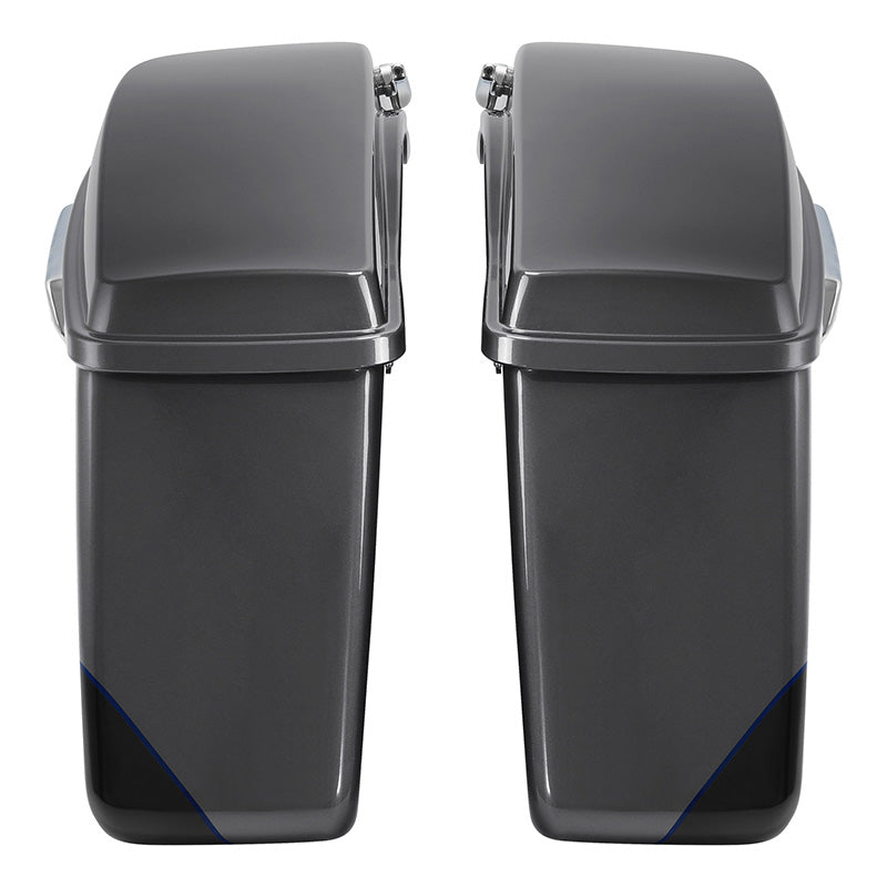 HR3 Gauntlet Gray Metallic / Vivid Black Hard Saddlebags (Regular) For 14-23 Harley Touring