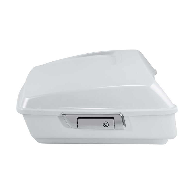 HR3 Stone Washed White Pearl 10.7" Chopped StyleTouring Trunk Luggage For 14-24 Harley Touring