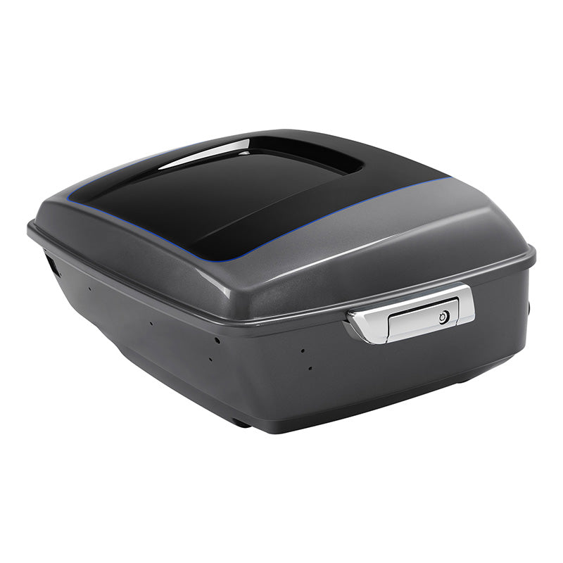 HR3 Gauntlet Gray Metallic / Vivid Black King Size Touring Trunk Luggage with Speaker Cut Outs For 14-24 Harley Touring