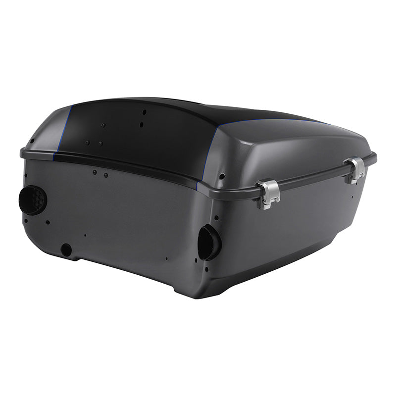 HR3 Gauntlet Gray Metallic / Vivid Black King Size Touring Trunk Luggage with Speaker Cut Outs For 14-24 Harley Touring