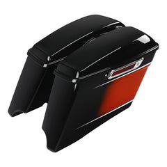 HR3 Sunset Orange / Sunset Black Fade CVO Stretched Saddlebags For 14-23 Harley Touring