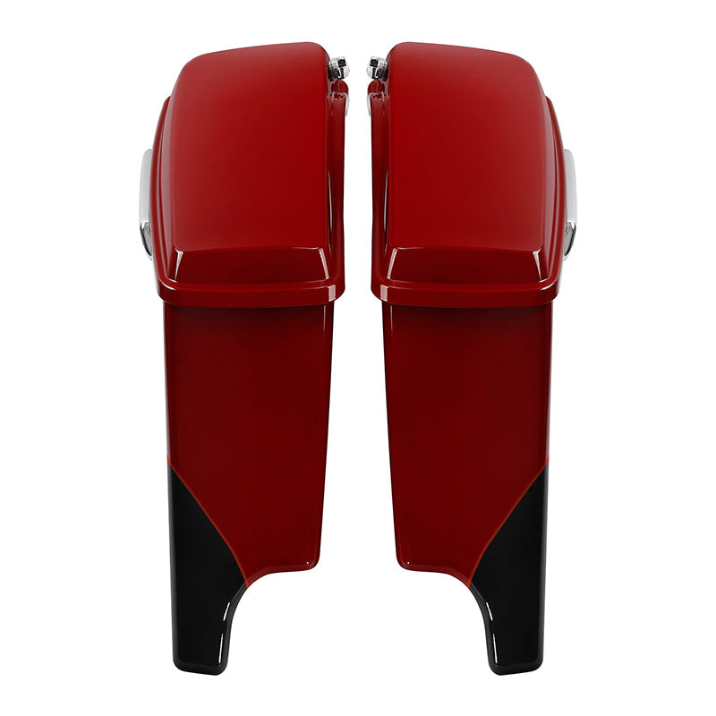 HR3 Billiard Red / Vivid Black 5" Stretched Extended Saddlebags For Harley Touring 2014-2023