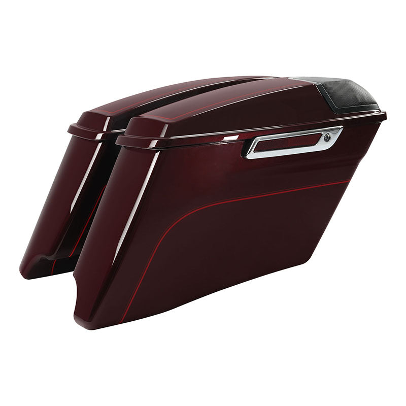 HR3 Mysterious Red Sunglo CVO Stretched Saddlebags with Speaker Lids For 14-23 Harley Touring