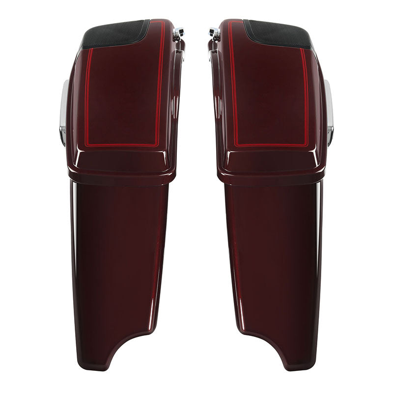 HR3 Mysterious Red Sunglo CVO Stretched Saddlebags with Speaker Lids For 14-23 Harley Touring