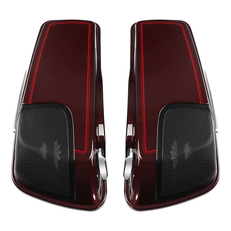 HR3 Mysterious Red Sunglo CVO Stretched Saddlebags with Speaker Lids For 14-23 Harley Touring