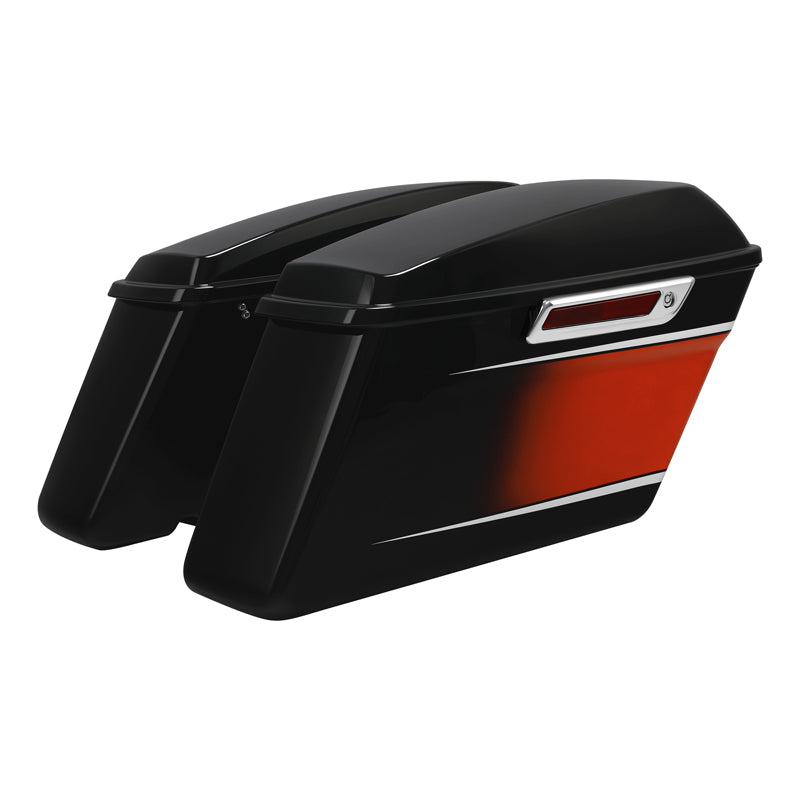 HR3 Sunset Orange / Sunset Black Fade Hard Saddlebags (Regular) For 14-23 Harley Touring