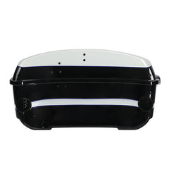 HR3 White Amethyst With Black Licorice Flames King Size Touring Trunk Luggage with Speaker For 14-24 Harley Touring Cut Outs