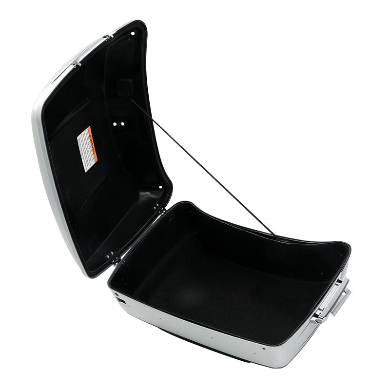HR3 White Amethyst With Black Licorice Flames King Size Touring Trunk Luggage with Speaker For 14-24 Harley Touring Cut Outs