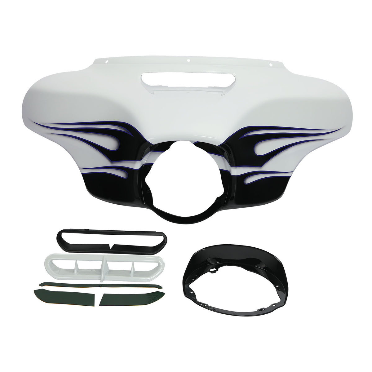 HR3 White Amethyst With Black Licorice Flames Outer Batwing Fairing Cowl Upper 2016 CVO STREET GLIDE (FLHXSE )