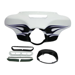 HR3 White Amethyst With Black Licorice Flames Outer Batwing Fairing Cowl Upper 2016 CVO STREET GLIDE (FLHXSE )