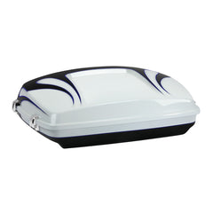 HR3 White Amethyst With Black Licorice Flames 5.5" Razor Style Touring Trunk Luggage For 14-24 Touring