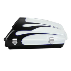 HR3 White Amethyst With Black Licorice Flames 5.5" Razor Style Touring Trunk Luggage For 14-24 Touring