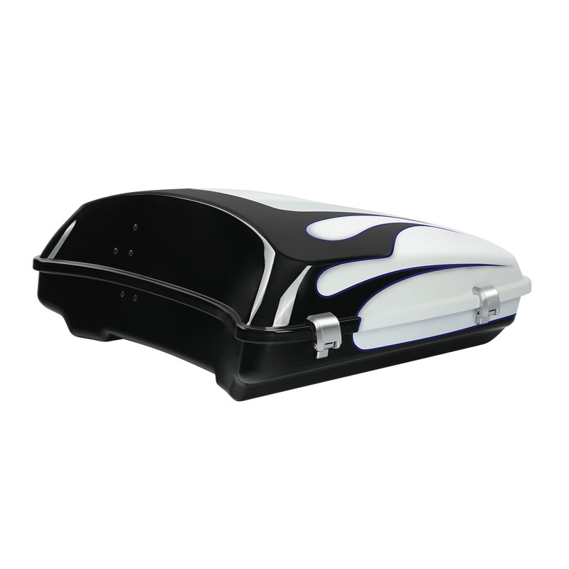 HR3 White Amethyst With Black Licorice Flames 5.5" Razor Style Touring Trunk Luggage For 14-24 Touring