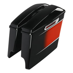 HR3 Sunset Orange / Sunset Black Fade 5" Stretched Extended Saddlebags For Harley Touring 2014-2023