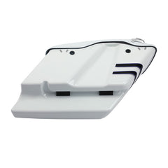 HR3 White Amethyst With Black Licorice Flames 5" Stretched Extended Saddlebags with 5*7" speaker lids For Harley Touring 2014-2023