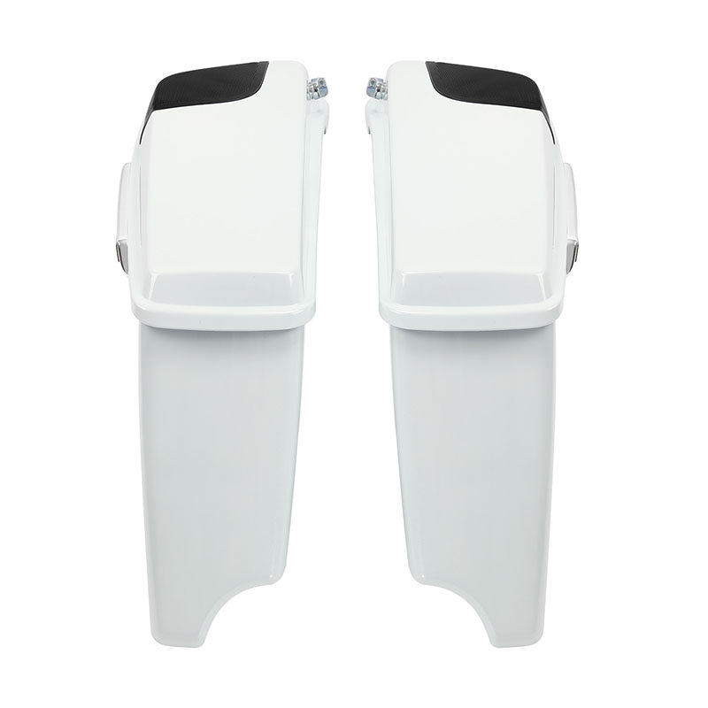 HR3 White Amethyst With Black Licorice Flames CVO Stretched Saddlebags with Speaker Lids For 14-23 Harley Touring