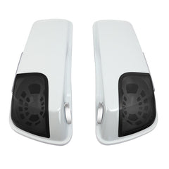 HR3 White Amethyst With Black Licorice Flames CVO Stretched Saddlebags with Speaker Lids For 14-23 Harley Touring