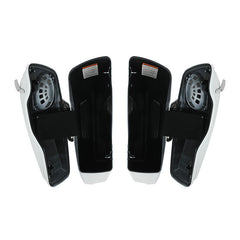HR3 White Amethyst With Black Licorice Flames CVO Stretched Saddlebags with Speaker Lids For 14-23 Harley Touring