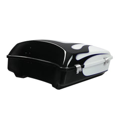 HR3 White Amethyst With Black Licorice Flames 10.7" Chopped Style Touring Trunk Luggage For 14-24 Harley Touring