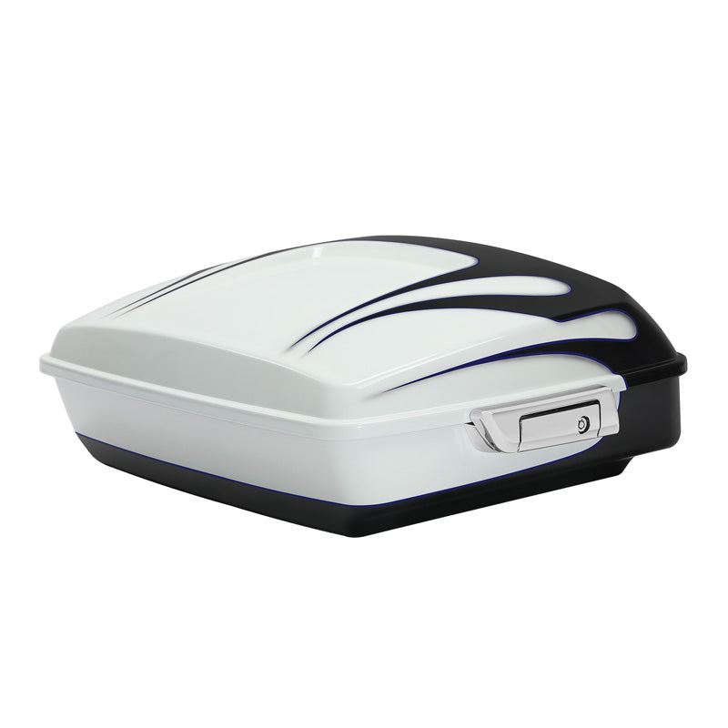 HR3 White Amethyst With Black Licorice Flames 10.7" Chopped Style Touring Trunk Luggage For 14-24 Harley Touring