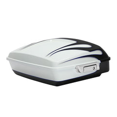 HR3 White Amethyst With Black Licorice Flames 10.7" Chopped Style Touring Trunk Luggage For 14-24 Harley Touring