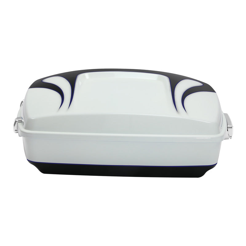 HR3 White Amethyst With Black Licorice Flames 10.7" Chopped Style Touring Trunk Luggage For 14-24 Harley Touring