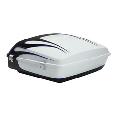 HR3 White Amethyst With Black Licorice Flames 10.7" Chopped Style Touring Trunk Luggage For 14-24 Harley Touring