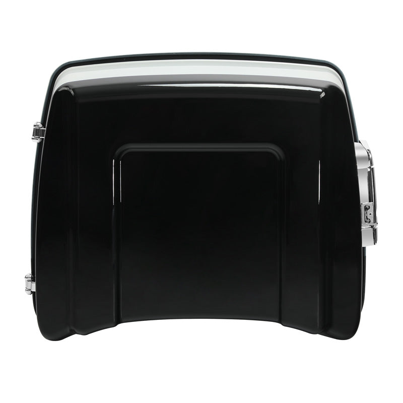 HR3 White Amethyst With Black Licorice Flames 10.7" Chopped Style Touring Trunk Luggage For 14-24 Harley Touring