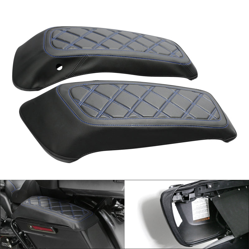 C.C. RIDER Saddlebag Lid Covers Lattice Stitching Protect Saddlebags For Harley Touring Street Glide Road Glide 2014-2024