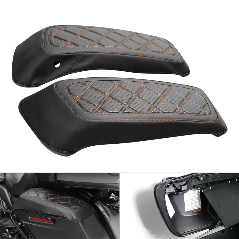 C.C. RIDER Saddlebag Lid Covers Lattice Stitching Protect Saddlebags For Harley Touring Street Glide Road Glide 2014-2024