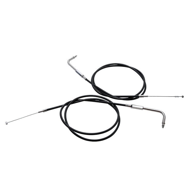 Custom Chrome 130cm Black Vinyl Throttle & Idle Cable Fit For Harley Sportster XL883/200 02-14