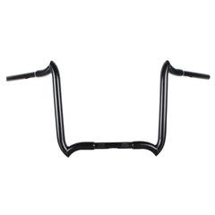 Santee 1-1/4" 14" Rise Crooked Handlebar Gloss Black Chrome Fit For Harley Touring 3.5" Knurl