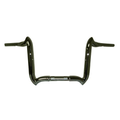 Santee 1-1/2" Fat 12" Rise Crooked Handlebar Gloss Black Chrome Fit For Harley 3.5" Knurl