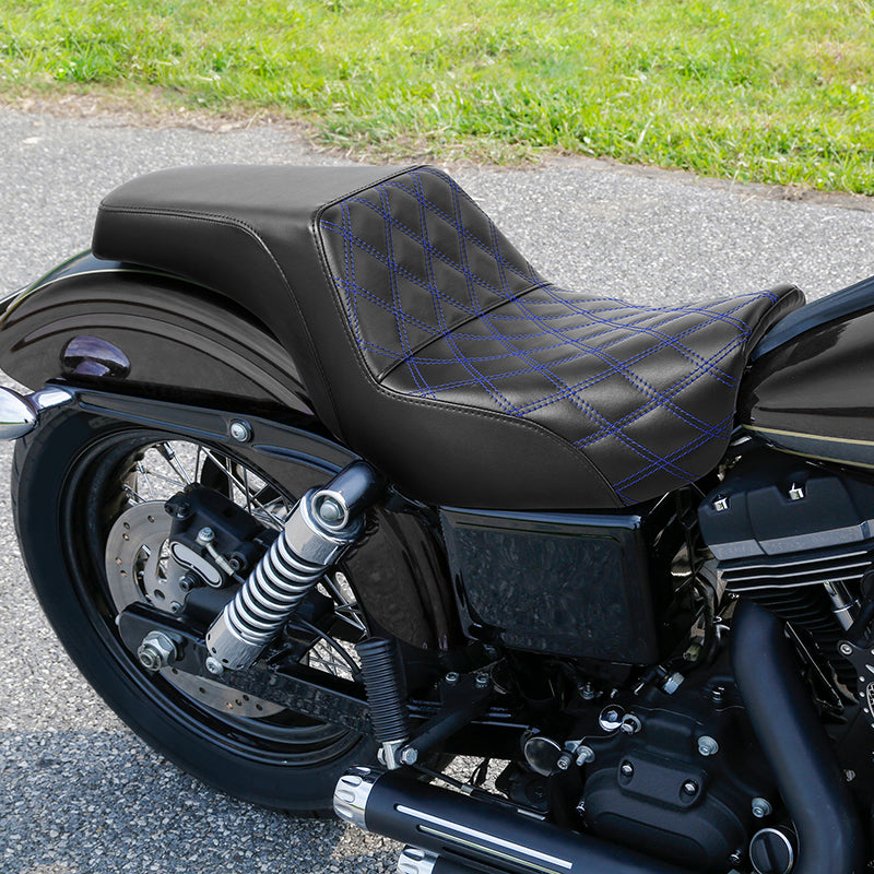 C.C. RIDER Dyna Step Up Seat 2 up Seat Lattice Stitching For Dyna Low Rider Fat Bob FXD/FXDWG, 2006-2017