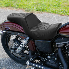 C.C. RIDER Dyna Step Up Seat 2 up Seat Diamond Stitching For Dyna Low Rider Fat Bob FXD/FXDWG, 2006-2017
