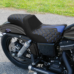 C.C. RIDER Dyna Step Up Seat 2 up Seat Honeycomb Stitching For Dyna Low Rider Fat Bob FXD/FXDWG, 2006-2017