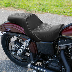 C.C. RIDER Dyna Step Up Seat 2 up Seat Diamond Stitching For Dyna Low Rider Fat Bob FXD/FXDWG, 2006-2017
