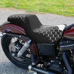C.C. RIDER Dyna Step Up Seat 2 up Seat Honeycomb Stitching For Dyna Low Rider Fat Bob FXD/FXDWG, 2006-2017