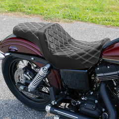 C.C. RIDER Dyna Step Up Seat 2 up Seat Diamond Stitching For Dyna Low Rider Fat Bob FXD/FXDWG, 2006-2017