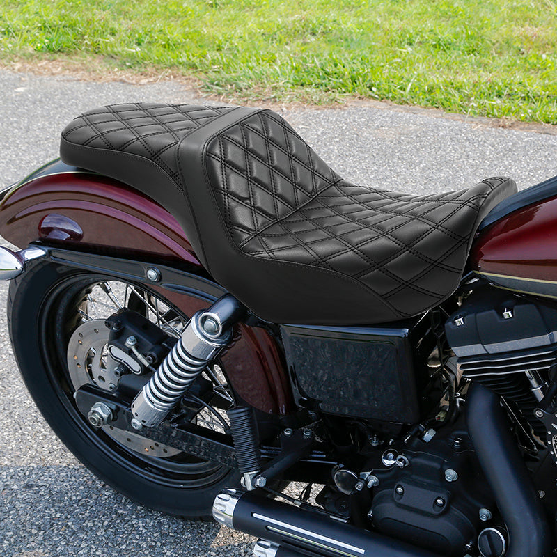 C.C. RIDER Dyna Step Up Seat 2 up Seat Diamond Stitching For Dyna Low Rider Fat Bob FXD/FXDWG, 2006-2017